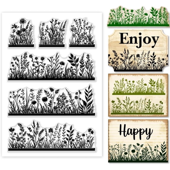 1 Sheet Clear Stamp Flowers Leaves Silhouette Background Transparent Rubber Stamps Reusable Silicone Clear Stamp Seals