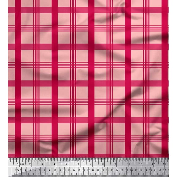 Soimoi Cotton Voile Fabric Check Check Printed Fabric 1 Yard 56 Inch Wide