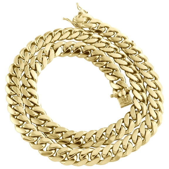 10K Yellow Gold 10.75mm Solid Miami Cuban Link Chain Box Clasp Necklace 22 Inch