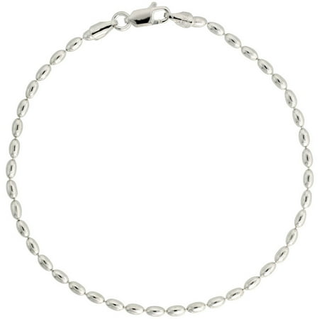 - Sterling Silver Oval Pallini Bead Ball Chain Necklaces & Bracelets 2.5mm Nickel Free Italy, 7-30 inch