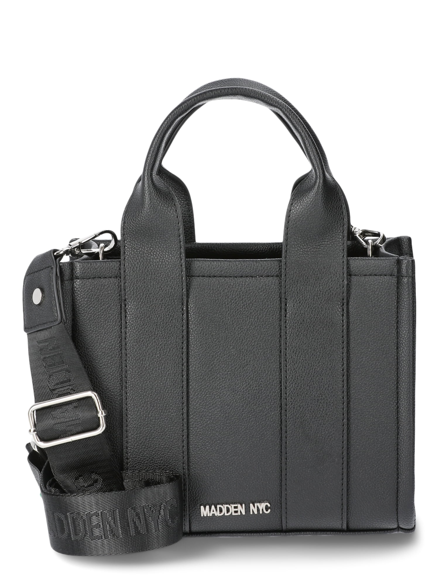 Madden NYC Women's Double Handle Tote with Crossbody Strap, Black