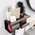 thumbnail image 6 of Wall Mount Walnut Wooden Hair Dryer Holder Stand Bathroom Stylish Hair Tool Rack Organizer Shelf Blow Dryer Holder Pylon, 6 of 8