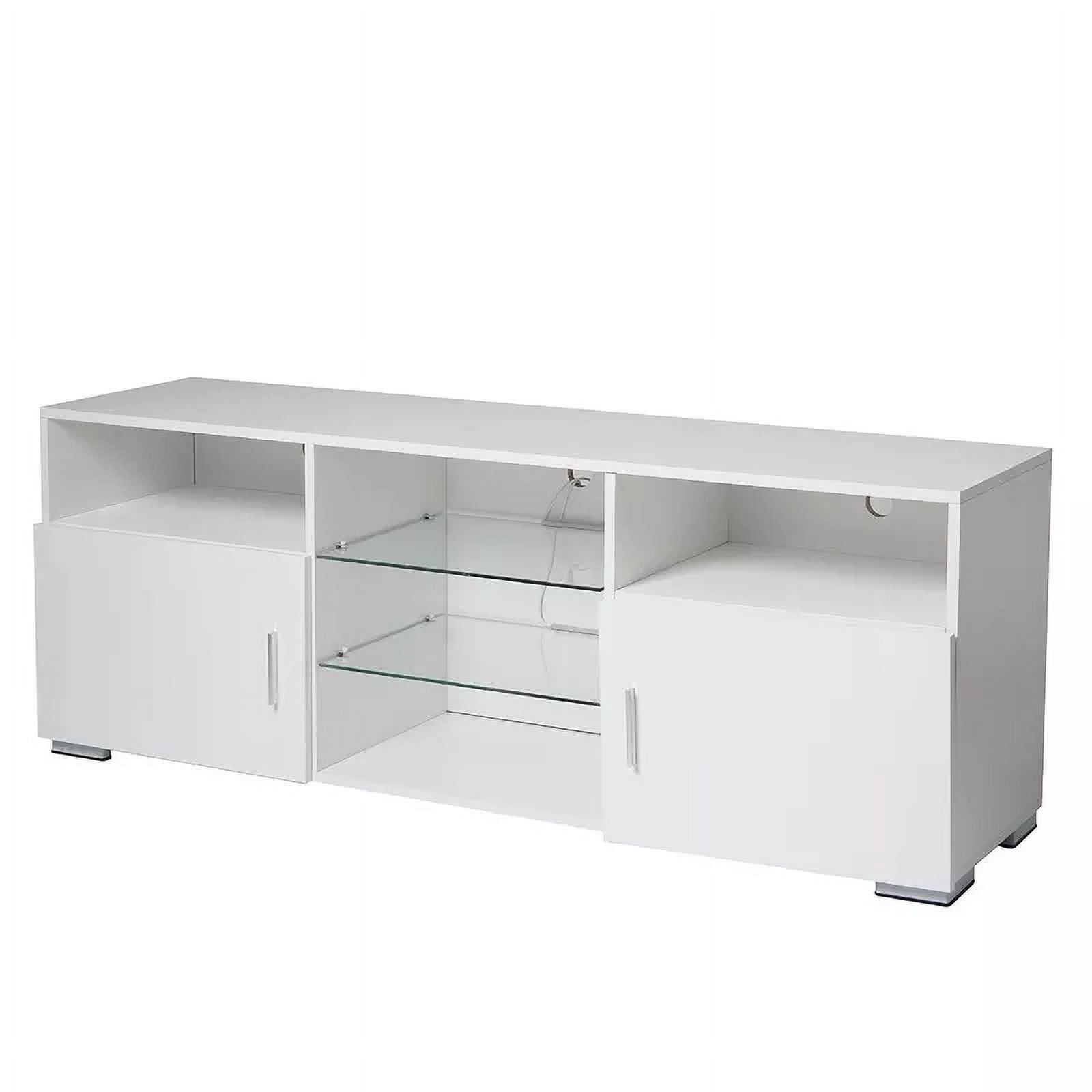 Aukfa LED TV Stand for TV up to 32-60", Storage Console Table for Living Room Bedroom,White