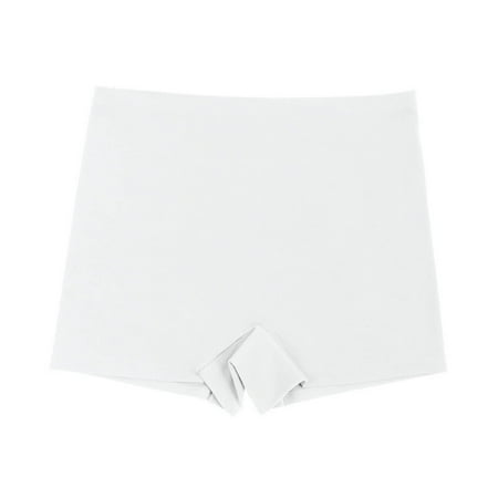 HOMBOM Women Panties Boxer Brief Ice Silk Seamless White Womens Underwear L
