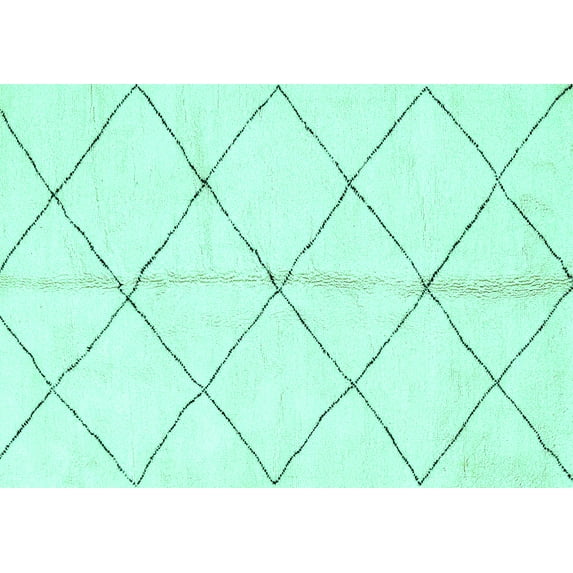 Ahgly Company Machine Washable Indoor Rectangle Solid Turquoise Blue Modern Area Rugs, 2' x 4'