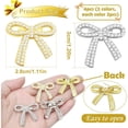 thumbnail image 3 of 4 PCS Gold & Sliver Crystal Bow Brooch Pins Vintage Sparkly Rhinestone Ribbon Bowknot Elegant Lapel Pin Brooches Gifts for Women Wedding Party Dress Suit Shirt Scarf Clothes Accessories., 3 of 8