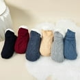 thumbnail image 6 of Skymirror 1 Pair Winter Floor Socks Thick Plush Knitted Heat Retention Anti-slip Silicone Sole V-Shaped Ribs Warm Daily Home Wear Bedroom Socks, 6 of 8