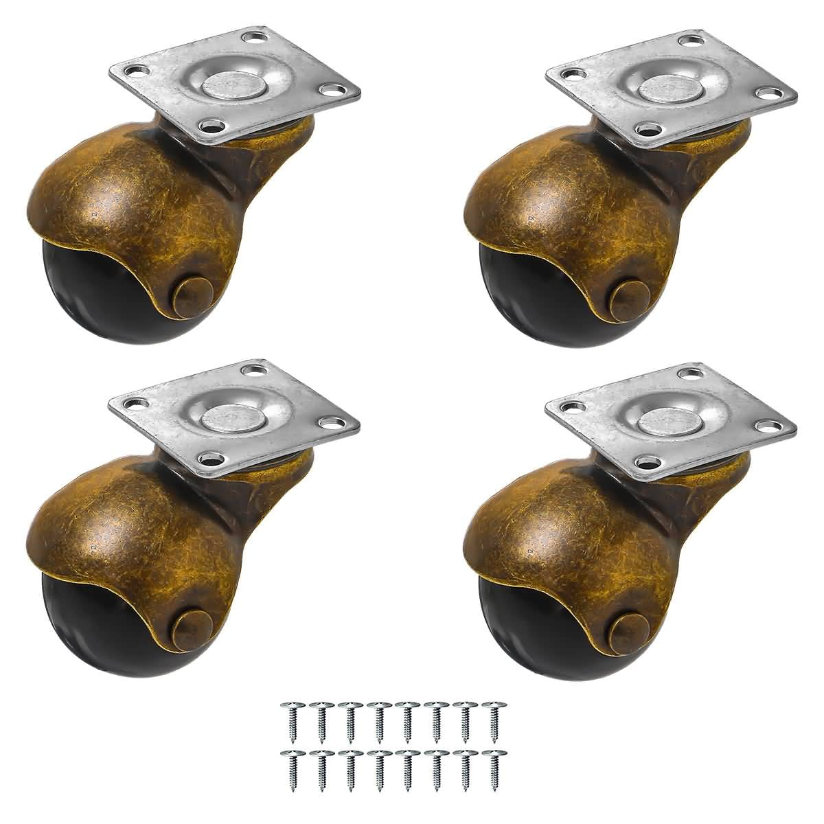 Pack of 4 Antique Copper Ball Swivel Caster 1.5'' Caster Wheels for Furnitures 