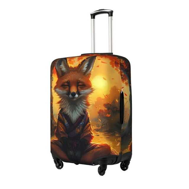 Balery Sunset Maple Tree Fox Funda de equipaje, fundas para maletas, elástica, lavable, protector de maletas, compatible con maletas de 18 a 32 pulgadas-X-Large