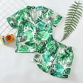 thumbnail image 2 of Otqutp Kids Elastic Waist Clothes Set Toddler Boys Short Sleeve Leaf Prints T Shirt Tops Shorts Child Kids Casual Outfits for 4 to 8 Years, 2 of 7