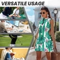 thumbnail image 6 of Yuyamidu Palm Leaf Golf Dresses for Women Size L Golf Balls Sleeveless Active Athletic Exercise Sports Wear Dresses for Women Pockets Zipper Workout Athletic Dresses Built in Shorts, 6 of 7