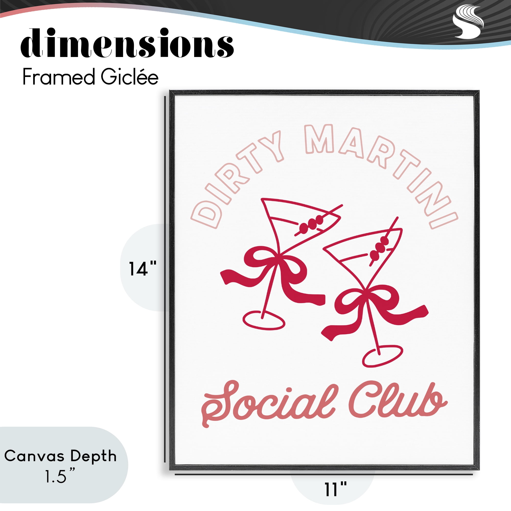 Stupell Industries Pink Martini Social Club Black Framed Giclee Art, design by Lettered and Lined