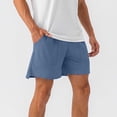 thumbnail image 6 of Mens Summer Beach Shorts Casual Plain Elastic Waist Drawstring Vacation Shorts with Pockets Blue XL, 6 of 6