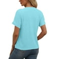 thumbnail image 3 of NAMTYQX Blouses for Women Dressy Casual Soft Plus Size Loose Fitting Casual Lightweight Button Down Open Front Trendy Short Sleeve Vneck Sky Blue Size L, 3 of 5