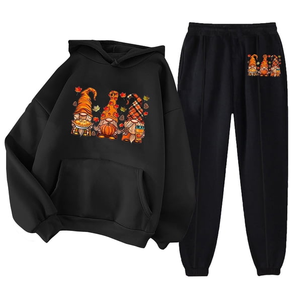 Puntoco Sudadera con capucha para mujer, sudadera con bolsillo de manga larga, pantalones de moda para mujer, conjunto de sudadera con estampado navideño, liquidación Puntoco Puntoco-2953