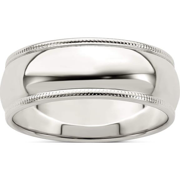 Sterling Silver 7mm Half Round Milgrain Band (Size 10) Made In United States qwm070-10