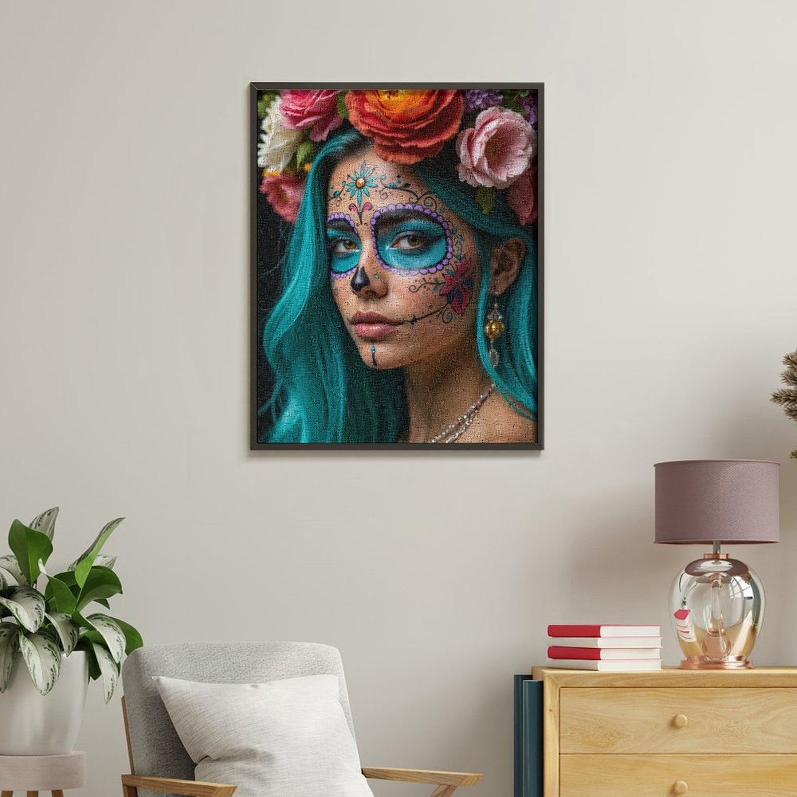 Paint By Numbers Kit for Adults Beginner - Festive Face Art Floral Crown DIY Canvas Painting Kits for Adults, Frameless Paint By Number for Adults for Home Wall Decor 16x20 Inch