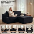 thumbnail image 6 of Holaki 75" Convertible Sofa Bed, L-Shaped Boneless Loveseat Couch for Living Room, Modular Sectional Sofa with Movable Ottoman, Modern Corduroy Floor Couch with Cup Holders & Pockets, Black, 6 of 10