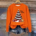 thumbnail image 2 of Riecok Xmas Fall Crewneck Hoodless Sweatshirt Womens Long Sleeves Christmas Funny Graphic Soft Fashion Outfit Holiday Sweatshirts Comfy Pullover Hoodless Tops Orange M, 2 of 4