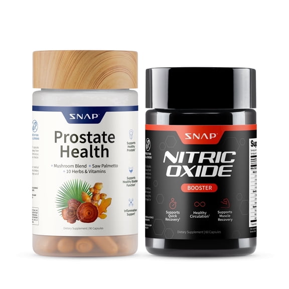 Snap Prostate Health & Nitric Oxide Combo for Men, Urinary & Circulation Support, Saw Palmetto, Zinc & Botanicals (30-Day Supply)
