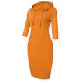 thumbnail image 2 of Women 3 4 Sleeve Pocket Slim Sweatshirt Pullover Hoodies Dress for Women, 2 of 6