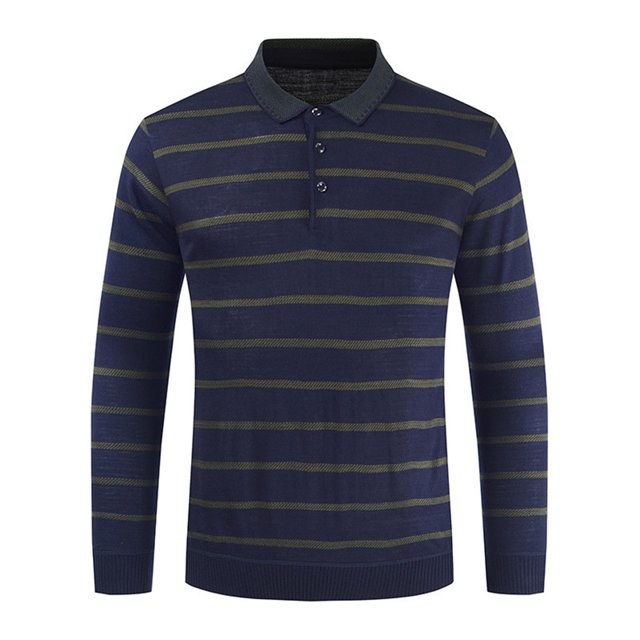 Frontwalk Mens Stripes Polo Shirt Dry Fit Workout Long Sleeve Slim Fit