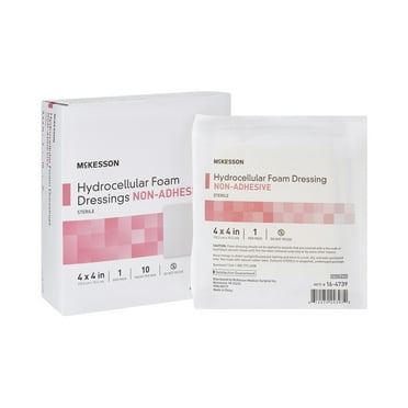 McKesson Hydrocellular Foam Dressing, Non-Adhesive Wound Pad, 4 in x 4 in, 10 Count, 1 Pack