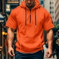 thumbnail image 5 of HaHaHappy Hoodies for Men Quarter Zip Short Sleeve Hoodie Lightweight Sweatshirt Pullover Oversized Muscle Athletic Hooded Tshirts with Pocket Orange 2XL, 5 of 5