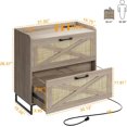 thumbnail image 3 of Lateral File Cabinet with Charging Station for Letter/Legal/A4 Size Hanging Files, Large Wood File Storage Cabinets Printer Stand for Home Office, 3 of 13