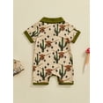 thumbnail image 5 of Musuos Baby Boys Summer Cute Romper 3M 6M 12M 18M Short Sleeve Button Lapel Western Elements Print Jumpsuit Infant Playsuit, 5 of 9