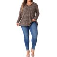 thumbnail image 2 of Agnes Orinda Women's Plus Size Floral Tops V Neck Long Sleeve T Shirt Ruffle Tunic Blouses 2X Brown Orange, 2 of 6