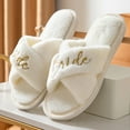 thumbnail image 2 of KEGIRLOM Wedding Bridesmaids Groomsmen Slippers Home Slippers Slippers Non Disposable Party Keep Warm Home Shoes White Size 5.5-6, 2 of 9
