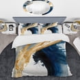 thumbnail image 2 of Designart "Swirling Blue and Gold Abstraction I" Modern Bedding Covert Set - Abstract Spirals Blue Abstract Bed Set With 2 Shams, 2 of 6