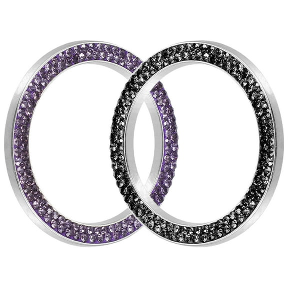 Rhinestone Car Ignition Button Ring Stickers for Decoration Assorted Color 2 Pcs Enhance Automotive
