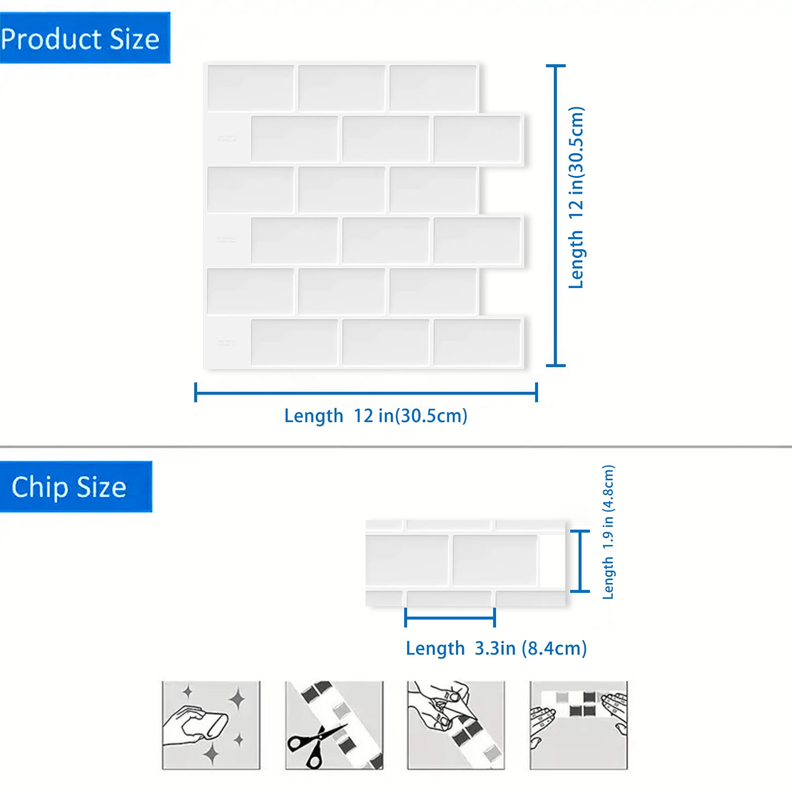 DEWOO Peel and Stick Backsplash - 10 Sheets of 12"×12" - 3D Adhesive Peel and Stick Tile Backsplash for Kitchen, Bathroom, Wall Tile, White
