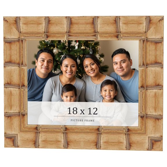 18x12 Frame Beige Real Wood Picture Frame Width 3 Inches Interior Frame Depth 0.5 Inches Natural