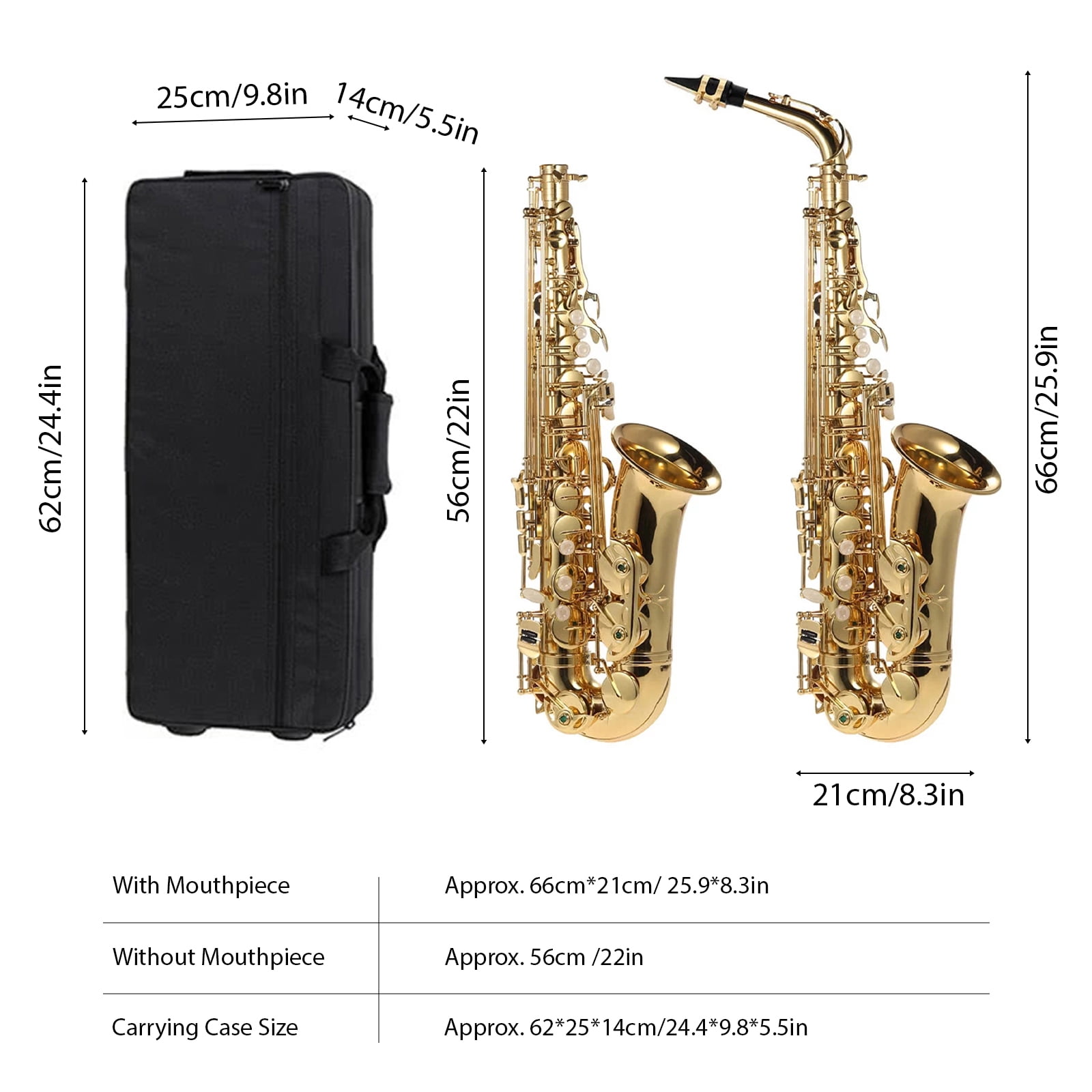 Eb Alto Saxophone Brass Lacquered Gold E Flat Sax 802 Key Type Woodwind Instrument with Cleaning Brush Cloth Gloves Strap Padded Case