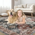 thumbnail image 4 of 6x9 Area Rug Living Room Rugs - Washable Boho Rug Vintage Oriental Distressed Farmhouse Large Thin Indoor Carpet for Living Room Bedroom Under Dining Table Home Office-BlackPink, 4 of 9