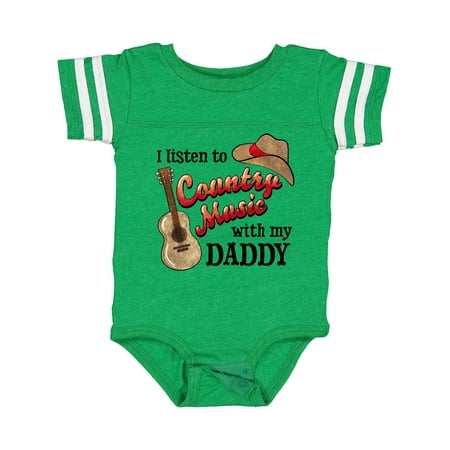 

Inktastic I Listen to Country Music with My Daddy Guitar and Hat Gift Baby Boy or Baby Girl Bodysuit