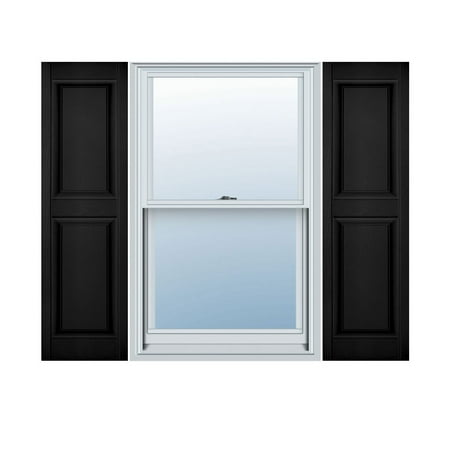 12 in. W x 80 in. H Builders Edge Standard Two Equal Panels Raised Panel Shutters Includes Matching Installation Spikes 002 - Black