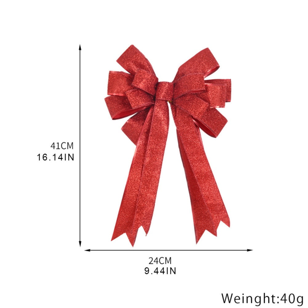 6pcs Large Wired Red Bow - 16*10" - Christmas Wreath Bow - Great for Large Gifts - Indoor/Outdoor - Christmas Bow Door Ornament Christmas Gift Ornament Garland Decoration