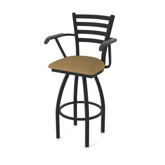 415 Jackie with Arms 25" Swivel Counter Stool with Black Wrinkle Finish and Canter Saddle Seat