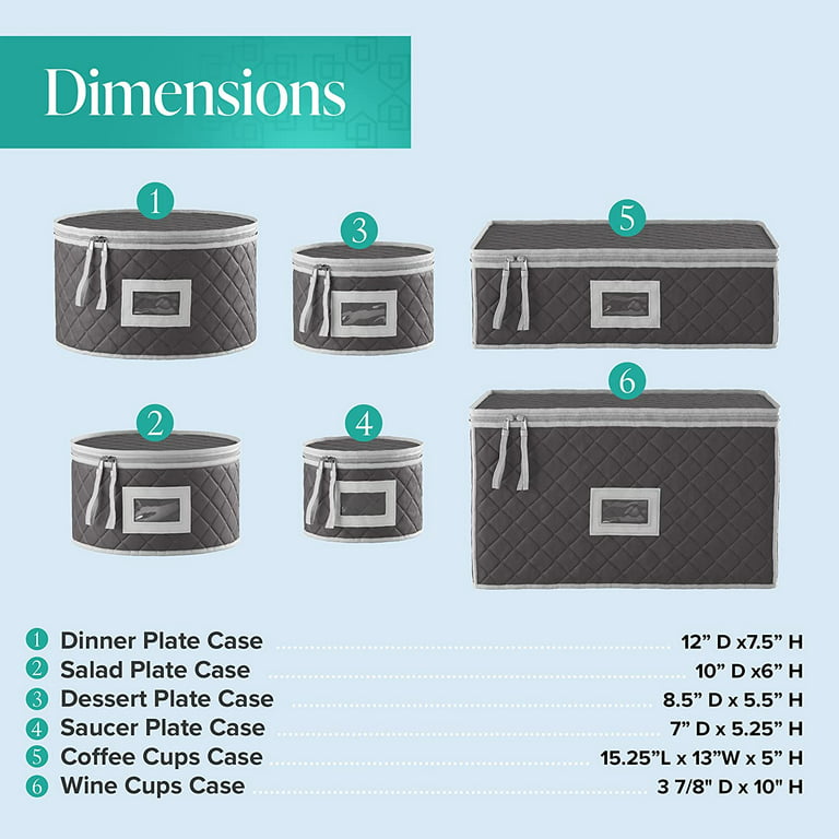 Cup Storage Container - 16 x 13 x 6H - Holds 12 Coffee Cups - Tea Cups -  Mugs - Hard Shell and Stackable - Includes Insert Card for Labeling
