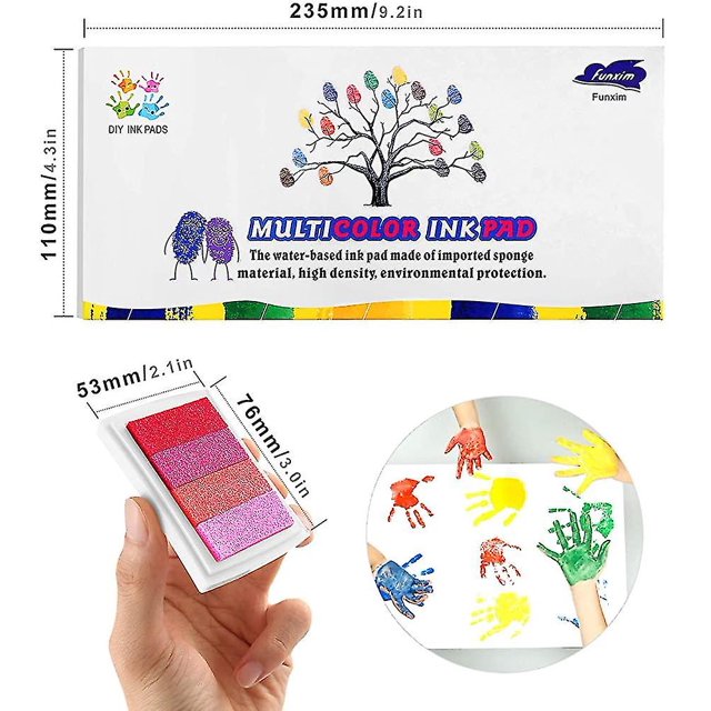 24 Colors Ink Pad Set, Fingerprint Ink Pad Nontoxic Washable Ink Stamp Pad