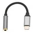 thumbnail image 3 of Adaptador USB-C tipo C D0101 a conector auxiliar de audio de 3,5 mm para auriculares, cable USB (gris), 3 of 14