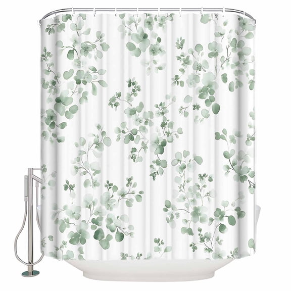 Small Stall Shower Curtain 36x72 Inch Narrow Half Size Tropical Foliage Bath Curtains Bathroom Decor Sage Green Botanical Spring Foliage Waterproof Fabric Shower Curtain Set with Hooks 36 Inch