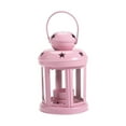 thumbnail image 2 of Metal Candle Lantern, Small Sized Tealight Candle Holder with Clear Glass and Openwork Stars for Indoors Outdoors Events Party Weddings (6.29" H,Pink), 2 of 4