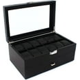 thumbnail image 5 of 24 Slot Plastic Watch Storage Box Display Case Orgarnizer with Glass Top for Men Black, 5 of 8