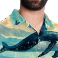 thumbnail image 5 of Whale Men's Hawaiian Print Casual Button Down Short Sleeve Summer Beach Shirt - Unisex, 5 of 6