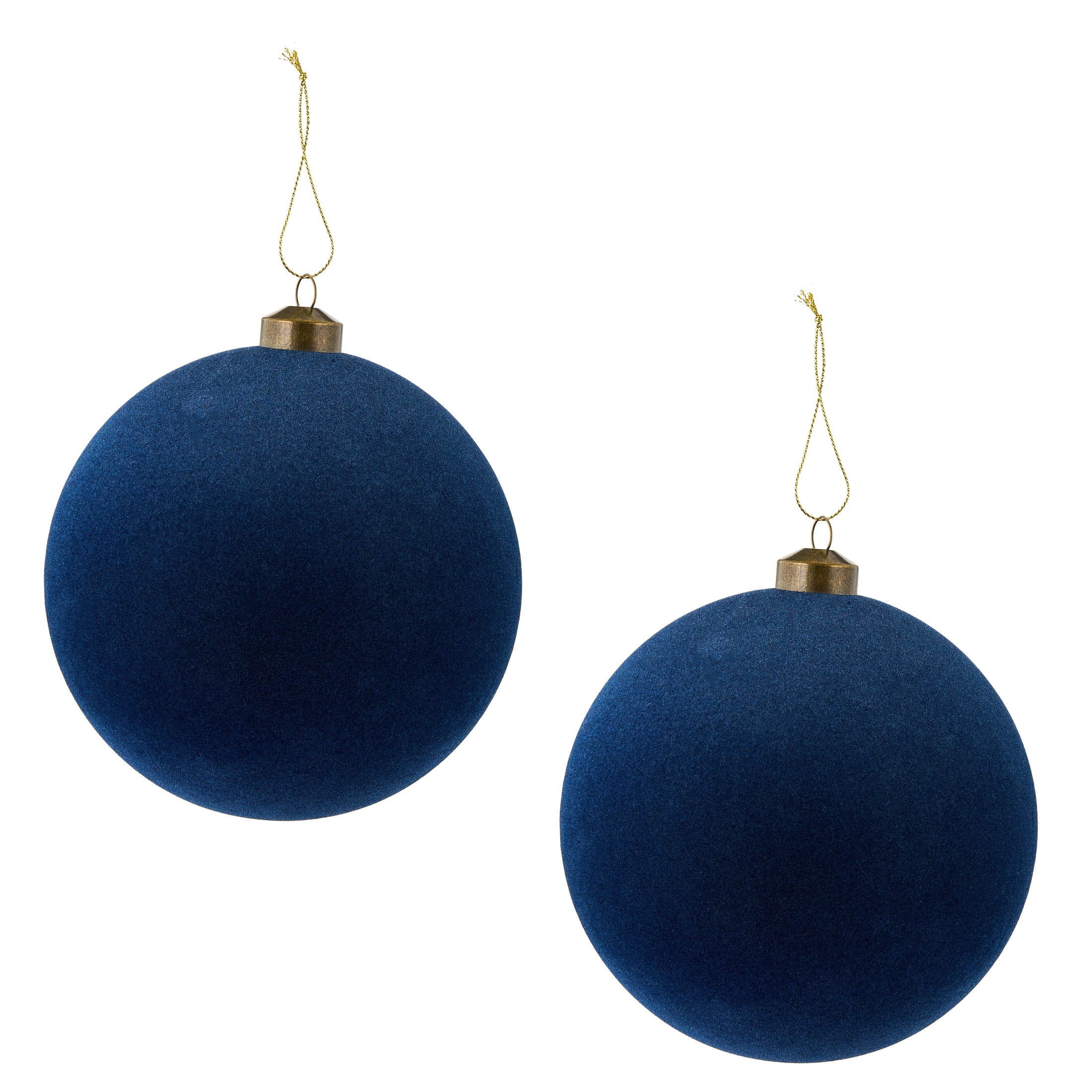 2-Count Dark Blue Jumbo Velvet-Feel Ball Shatterproof Christmas Ornaments, 7", by Holiday Time